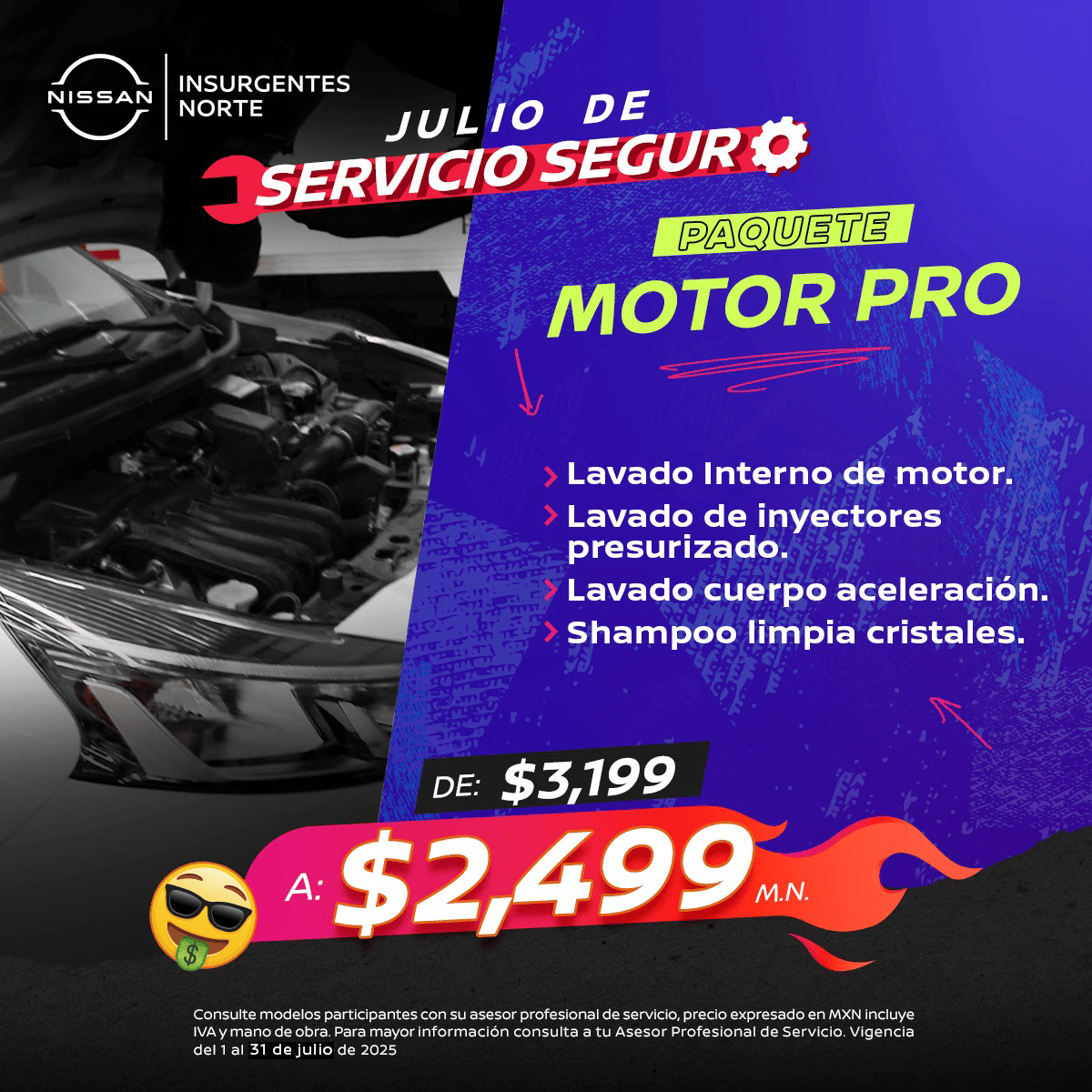 Servicio Lavado Motor Nissan Insurgentes